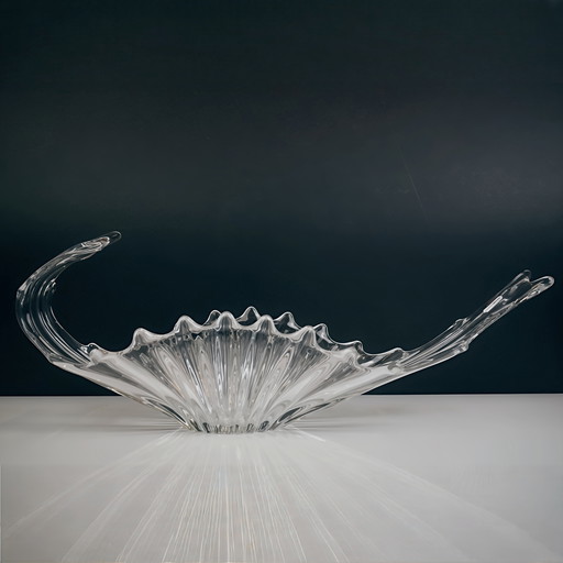 Mid Century Crystal Wave Glass Vase, attributed to Val Saint Lambert