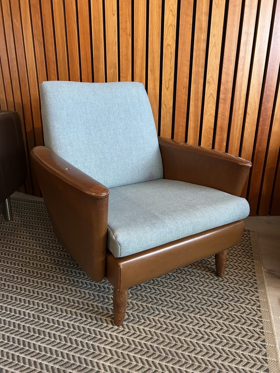 Image 1 of Set van 2 vintage fauteuils jaren ’50/’60 – stof & skai