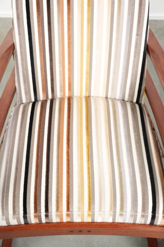 Image 1 of 4 sillas de comedor exclusivas de diseño Art Déco de Schuitema, pertenecientes a la serie Decoforma, con tapicería de tela de lu