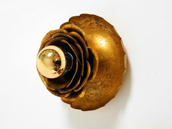Image 1 of Due splendide lampade da parete dorate "Ninfea" di Banci Firenze, Italia, degli anni '60.