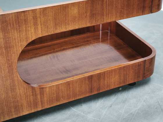 Carrello bar modernista italiano in legno e vetro fumé degli anni '70 – Carrelli bar, Wood (photo 8 of 12)