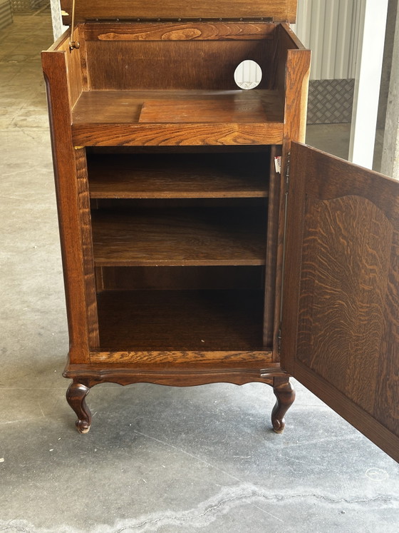 Vintage massief eikenhouten hifi-kast voor platenspeler – Ladekasten, Wood (photo 4 of 10)