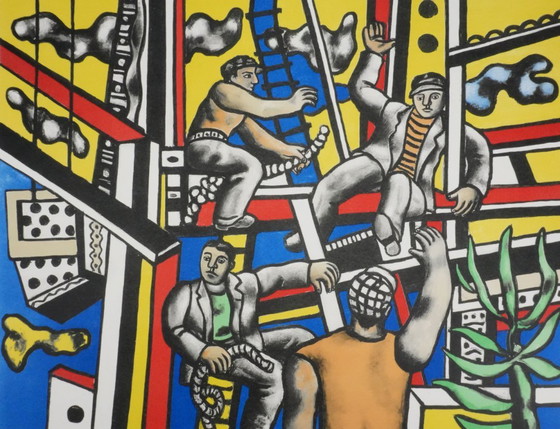 Fernand Leger : Les Constructeurs Au Palmier, Lithographie Signée – Lithographies et sérigraphies, Paper (photo 6 of 11)