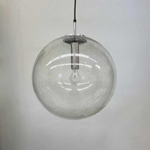 Grand globe de lampe suspendue Limburg Glashütte 1970 Allemagne