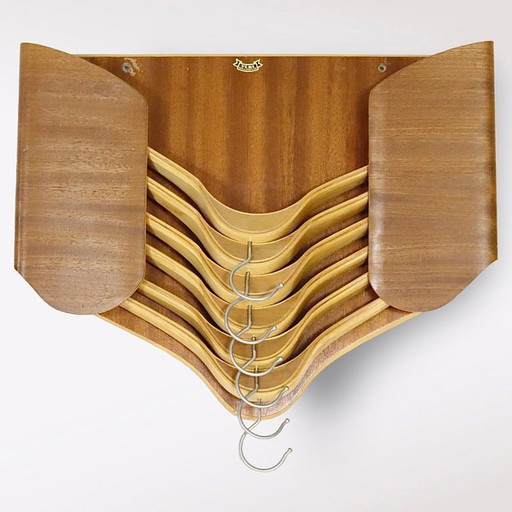 Appendiabiti vintage in compensato di teak di metà secolo per appendere vestiti