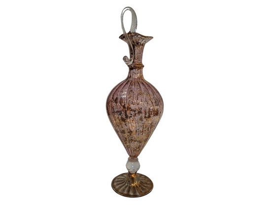 Image 1 of Elegante Ampolla in Vetro di Murano Rosa e Decori Dorati – Lavorazione Artigianale Vintage