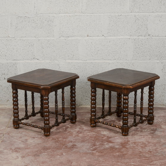 Pair of 19th Century Carved and Turned Wood Stools (photo 2 of 10)