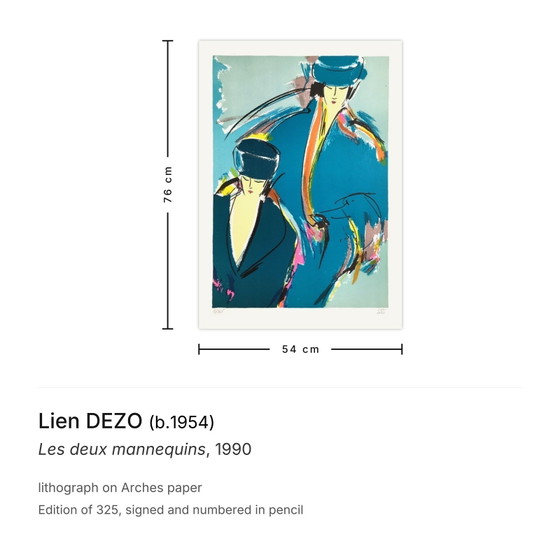 Image 1 of Lien DEZO Les deux mannequins Litografia firmata 1990