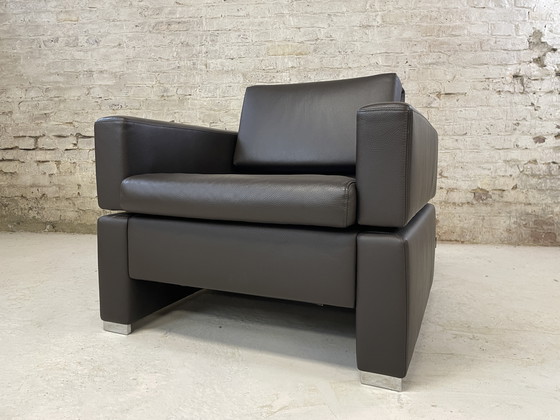 Image 1 of Poltrona Brühl Tomo in pelle marrone