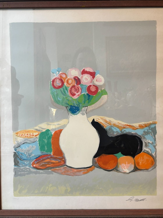 Lithograph of Still Life with Vase of Flowers by Giuseppe Cesetti, 1960s – Paintings & Drawings, Paper (photo 9 of 9)