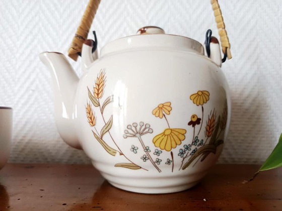 Image 1 of Servizio da tè asiatico vintage con fiori, anni '70