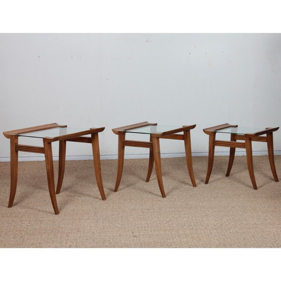 Set van 3 notenhouten nesttafels van Maxime Old, circa 1940 – Salontafels, Wood (photo 3 of 9)