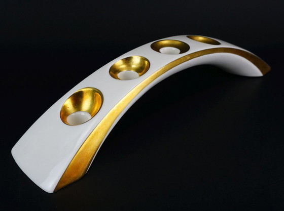 Image 1 of PORTACANDELE in porcellana moderno di metà secolo Lindner Kueps Bavaria anni '50