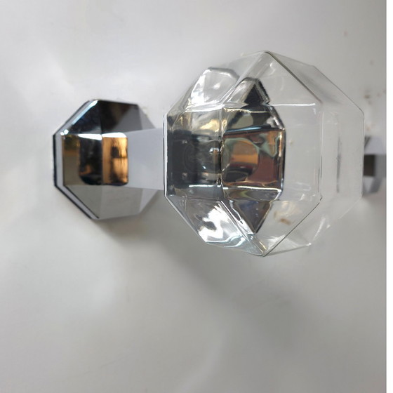 Image 1 of Conjunto de apliques de pared Motoko Ishii Staff, cristal facetado, diseño cromado.