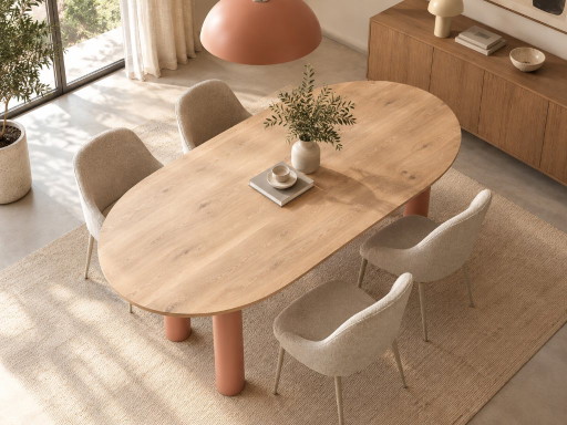 Table For Me Lab Saturne - Terrazzo De Bois Et Métal Rose