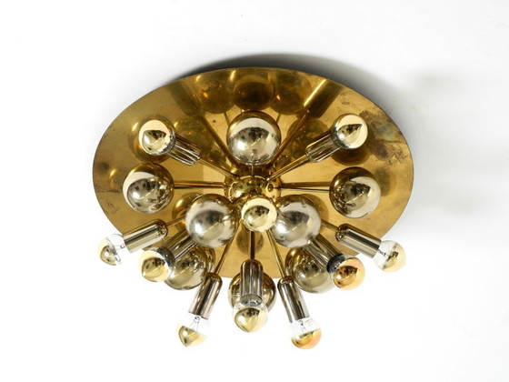 Image 1 of Original 1970s large Cosack Sputnik Space Age ceiling lamp in brass color