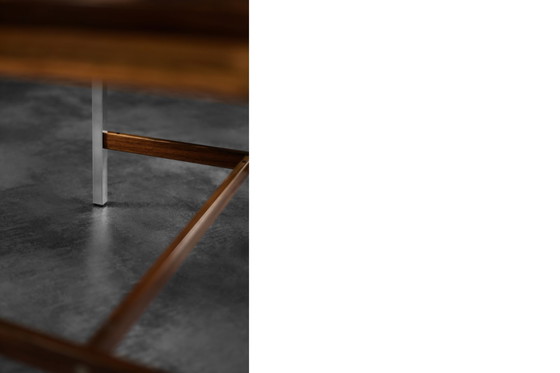 Image 1 of Vintage Mid-Century Modern Swedish Square Rosewood & Aluminum Coffee Table from HMB Möbler Rörvik, 1960s