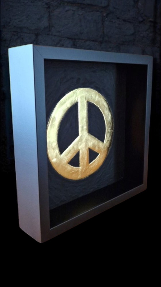 Image 1 of Peace Logo 23kt Gold-Plated in Frame Limited Edition