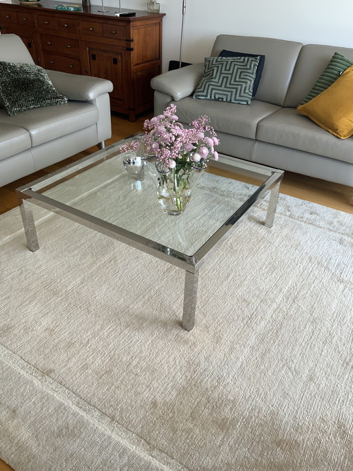 Coffee table glass + nickel