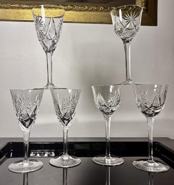 Image 1 of 6 Kristallgläser, wahrscheinlich von Saint Louis oder VSL hergestellt