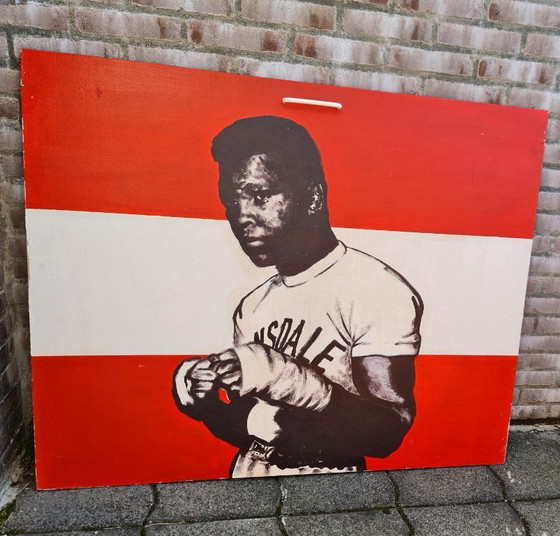 Image 1 of Boxer Mohammad Ali painting on panel from 1963