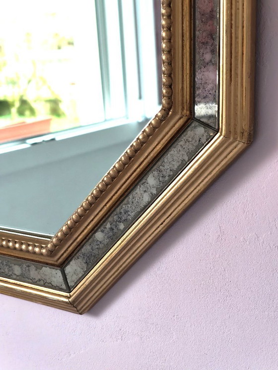 Image 1 of Antiker Spiegel mit vergoldetem Holz und Parcloses