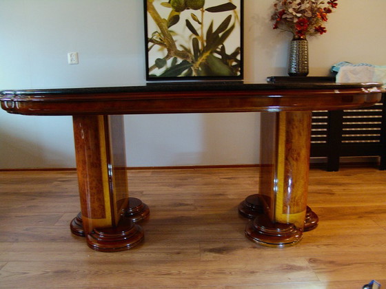 Image 1 of Eetkamerset-Antique Italiaanse eetkamer set (tafel/6 stoelen/marmer topper