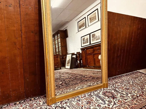 Antique English golden barock mirror mirror with large ornament, Wood, Barok (photo 5 of 15)