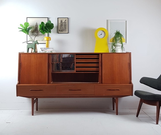 Image 1 of Vintage Deens Highboard | drankenkast buffetkast teak Danish