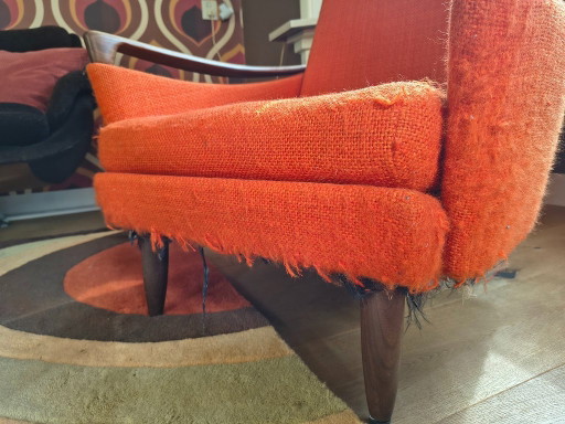 Seventies Kuipstoel (Renovatie Object) – fauteuils, Textile, Wood (photo 2 of 8)