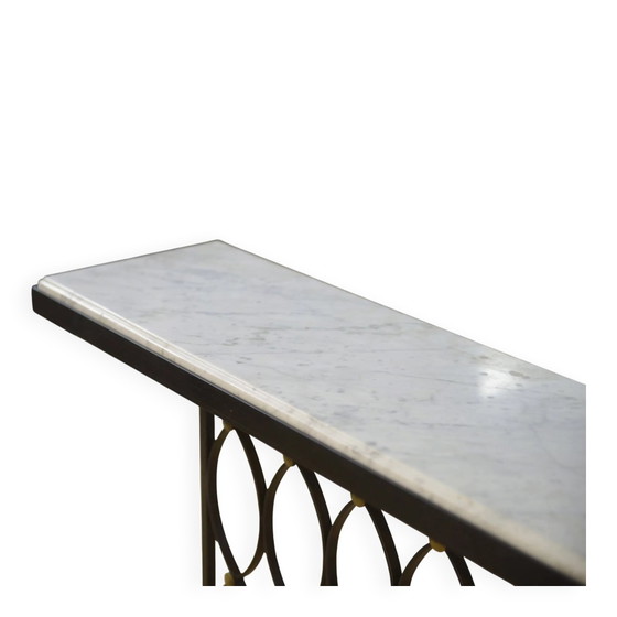 Modernist console in the style of Jean Royère 1960s. – Marble, polished steel, Bauhaus (photo 6 of 7)