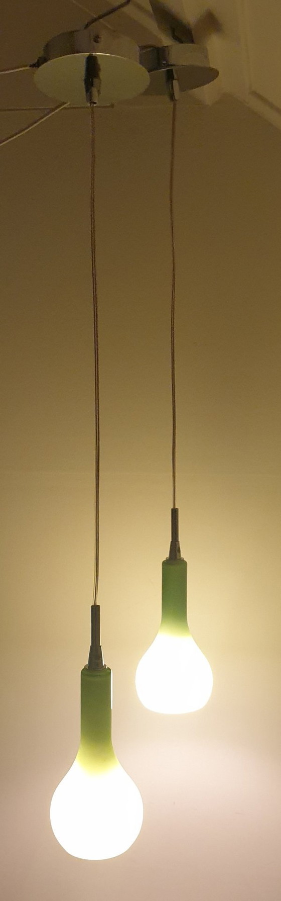 Image 1 of Nordlux - Diseño danés - 2 lámparas colgantes de cristal opalino