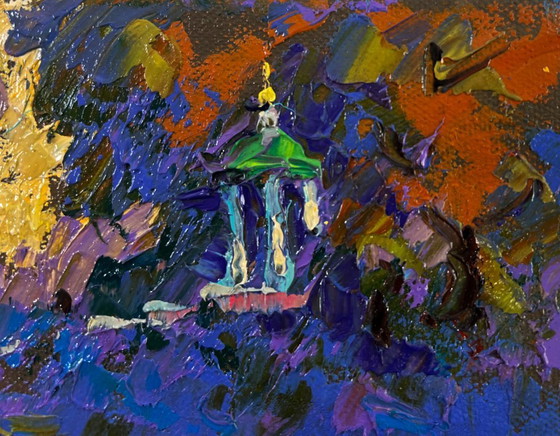 Image 1 of Original Oil Painting Summer Nature Landscape Warm moments among loved ones
