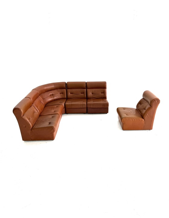 Vintage 6-Delige Modulaire Leren Bank, Jaren ‘80 – laauser, Modulaire banken, Wood, Leather (photo 5 of 14)