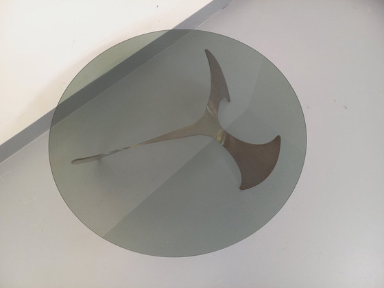 Image 1 of Vintage Propeller Coffee Table by Knut Hesterberg in Steel and Smoked Glass from the 1960s