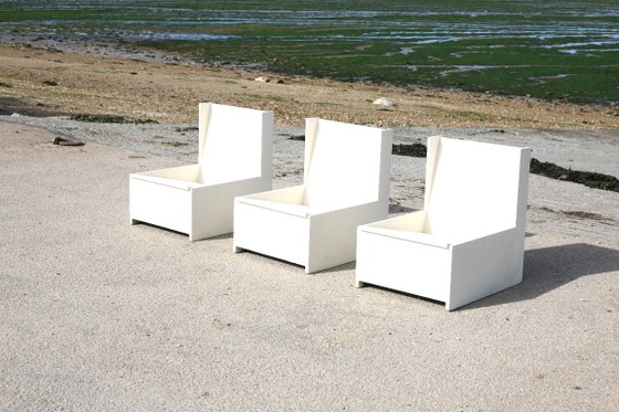 Set di 3 Poltrone brutaliste, legno dipinto, anni '60 (photo 11 of 28)