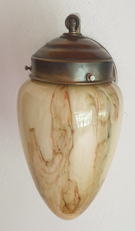 Image 1 of Art-Deco-Wandleuchte aus Opalglas