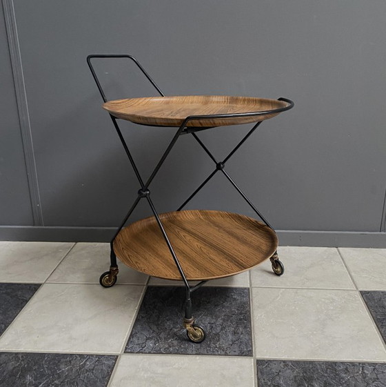 Image 1 of Carrello di servizio pieghevole attribuito a Paul Nagel per Jie Gantofta, Svezia, anni '60.