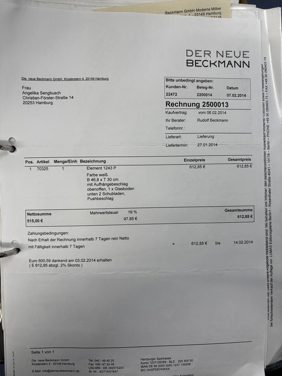 Image 1 of Montana-Regal 1243, Vanilleweiß, 2 Schubladen, 1 offenes Fach/Glasablage