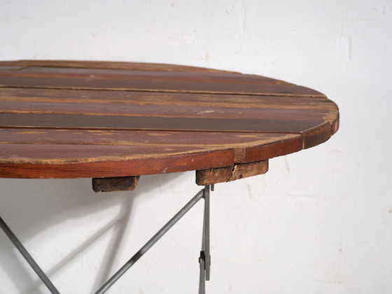 Antique folding garden table in wood and iron – Central Europe, circa 1950 – Rustic (photo 36 of 40)