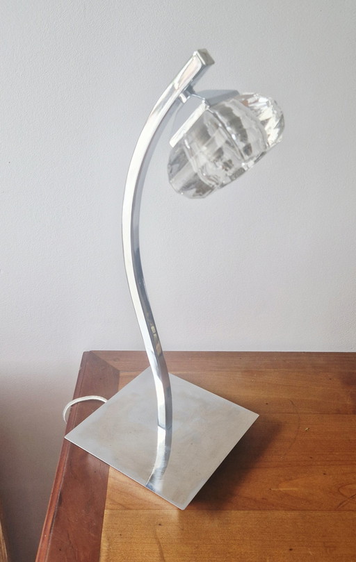 Eigentijdse designlamp - Chroom en dik glas