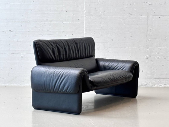 Zwarte leren bank De Sede DS-2011, jaren 80 – 2 zitsbanken, Leather (photo 4 of 16)