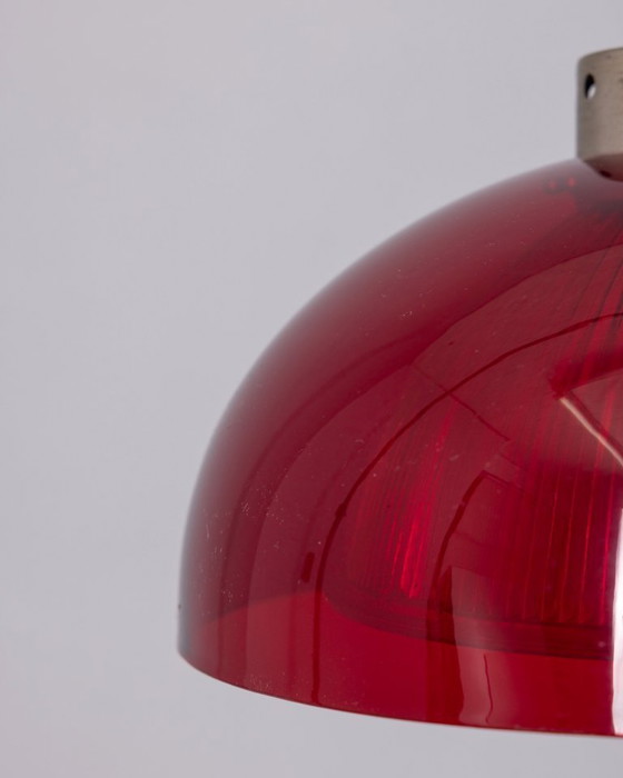 Image 1 of LAMPADA A SOSPENSIONE VINTAGE ANNI 80 IN PLEXIGLASS ROSSO DESIGN ITALIANO