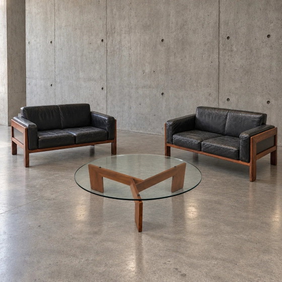 2 x rarissimo divano Bastiano in palissandro e pelle nera italiano Mid-Century, 1ª edizione, Afra Tobia (photo 2 of 3)