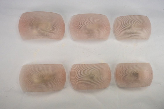 Image 1 of Satz von sechs rosafarbenen Muranoglas-Wandleuchtern. Italien 1970er Jahre