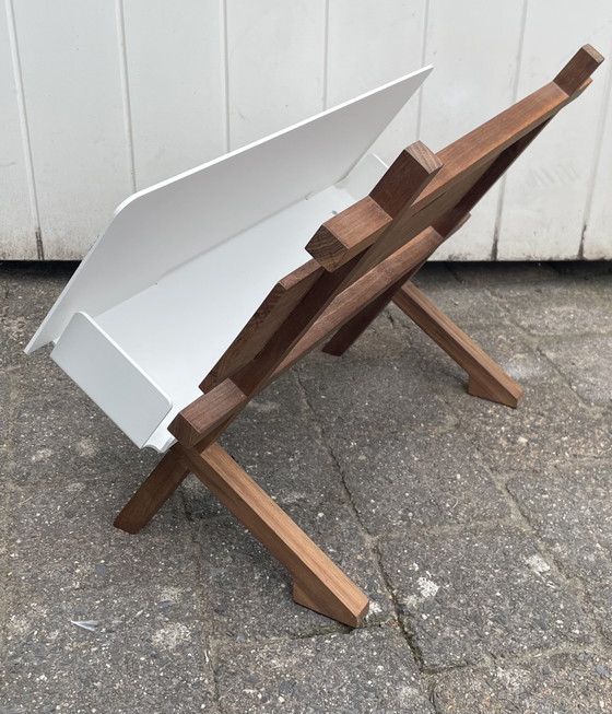 “Crossdock” Dick Van Hoff Magazine rack / Media Stand – Functionals, Metal, Wood (photo 3 of 7)