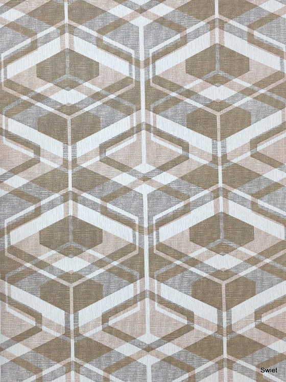 14294 Geometric Vintage Wallpaper Brown Pink Grey – Wall decoration (photo 2 of 7)