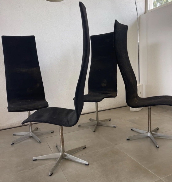 4 Vintage "Oxford High Back" stoelen model 3172 – Ontwerp Arne Jacobsen (Fritz Hansen) – Draaistoelen, Metal (photo 3 of 5)