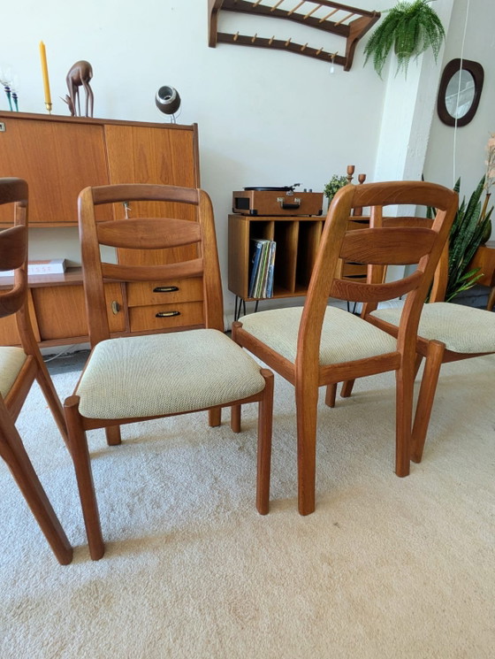 Image 1 of Vintage set van 4 Deense teakhouten eetkamerstoelen, Holstebro Möbelfabrik 