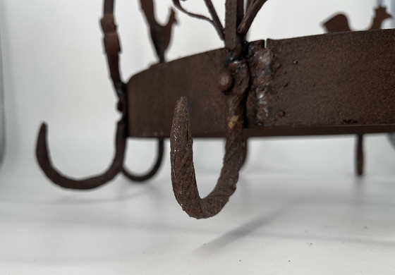 Image 1 of Spekkrans / kruidenhanger / kruidenkroon van smeedijzer - landhuisstijl